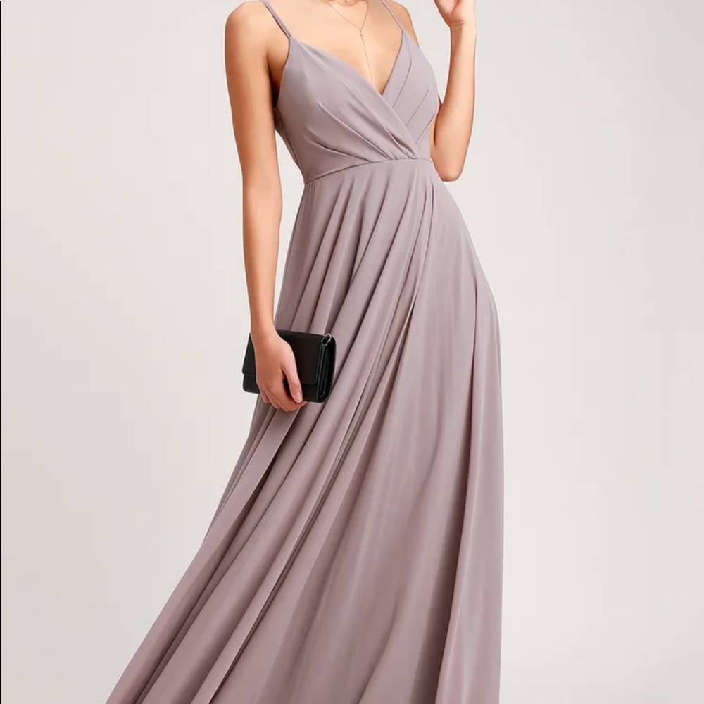 Lulu’s All About Love Taupe Maxi Dress
